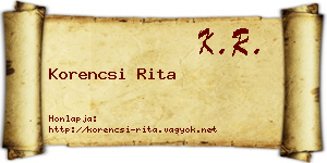 Korencsi Rita névjegykártya