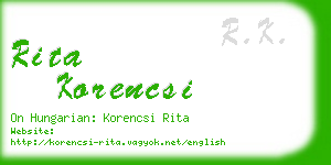 rita korencsi business card